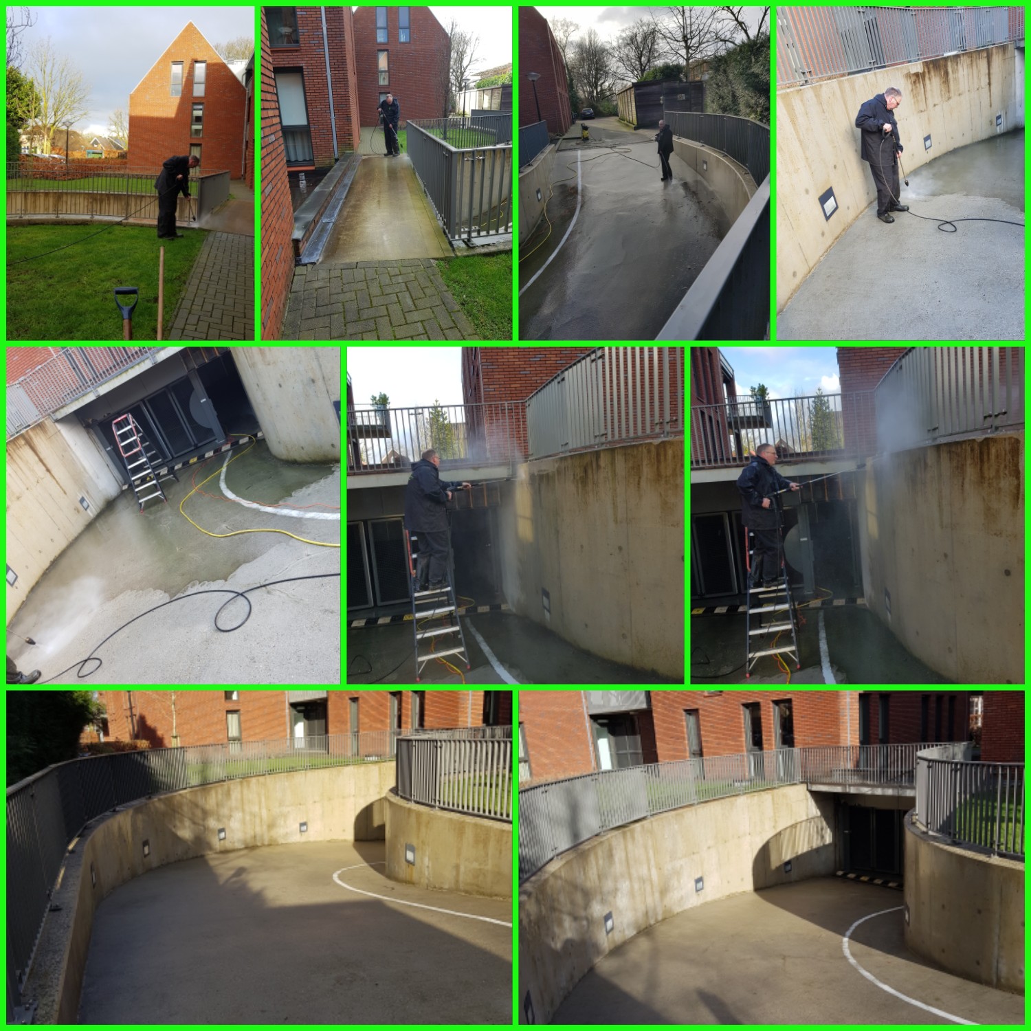 Hogedrukspuit werkzaamheden bij appartementencomplex in Hoevelaken 