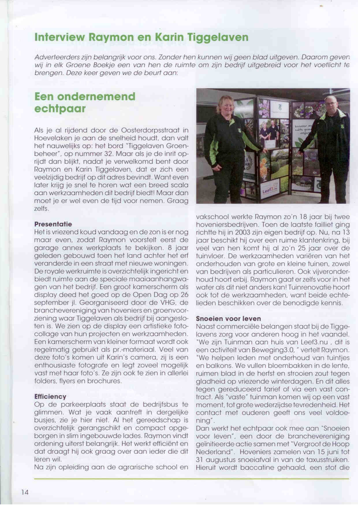 Interview  groene boekje Groei en Bloei Nijkerk 