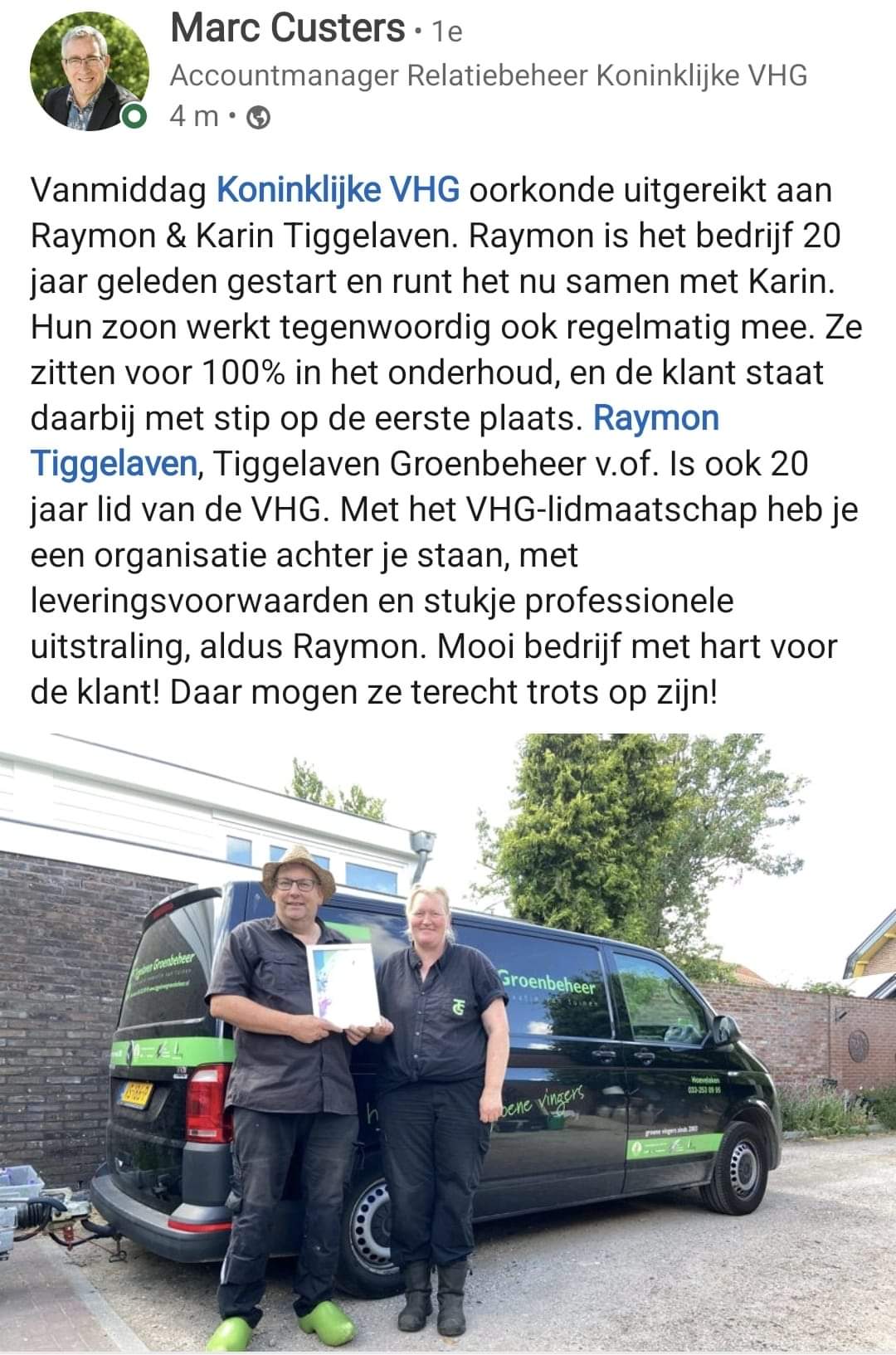 Uitreiking oorkonde VHG!!